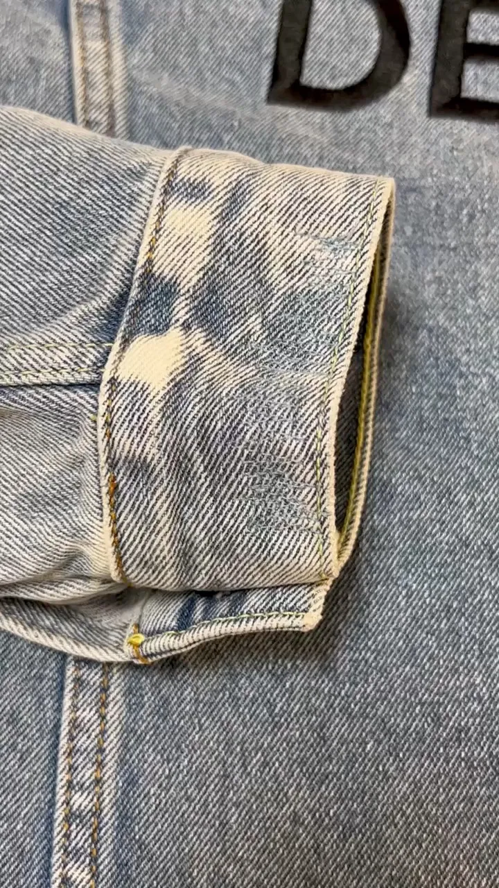 Important details! Don’t buy the wrong one! The original cuffs and back have wave embroidery! Gallery Dept. 22fw Vintage Andy Denim Jacket New embroidered logo washed distressed denim jacket blue S-XL